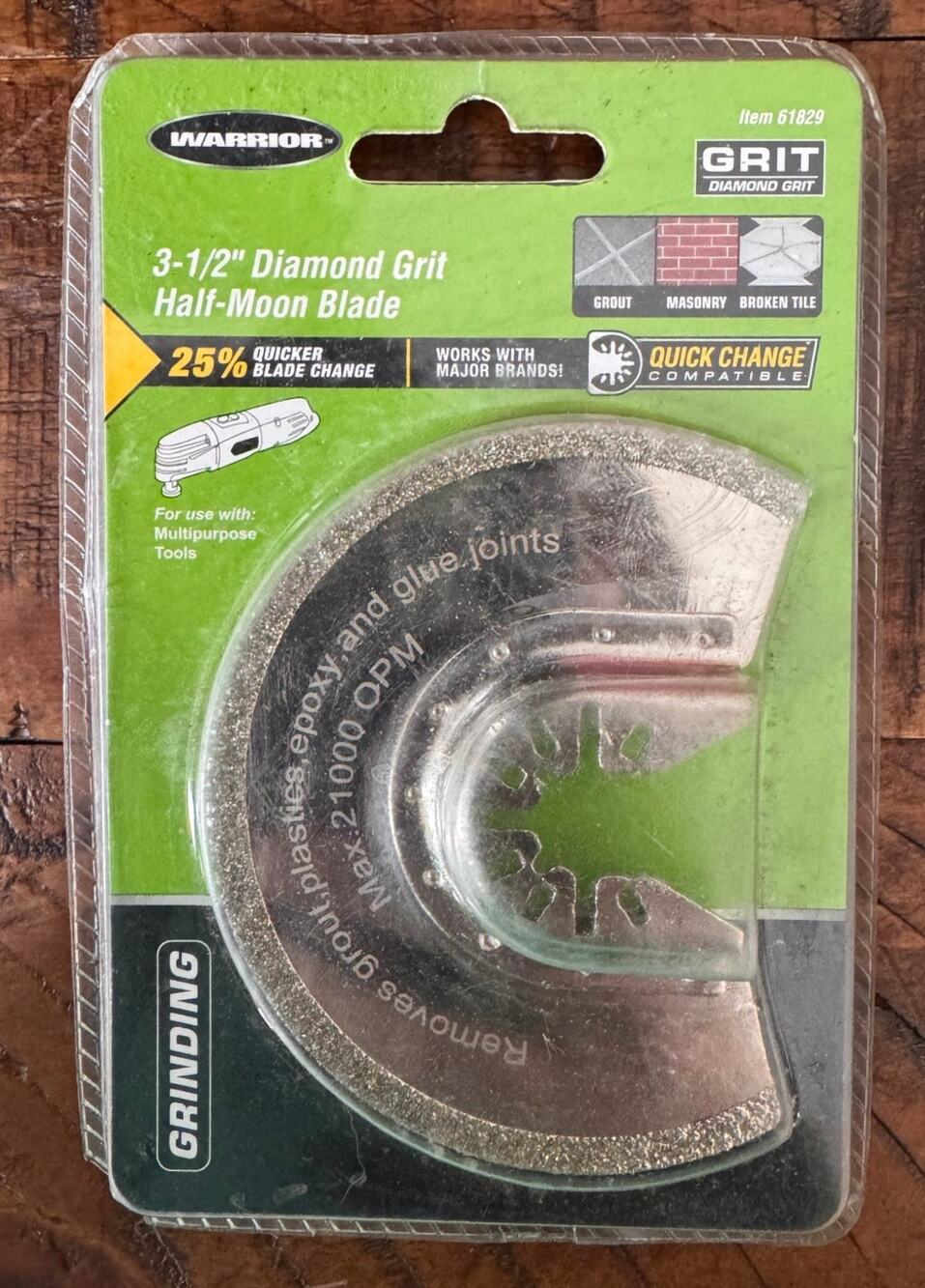New Warrior 3 1/2" Diamond Grit Half-Moon Grinding Blade 61829